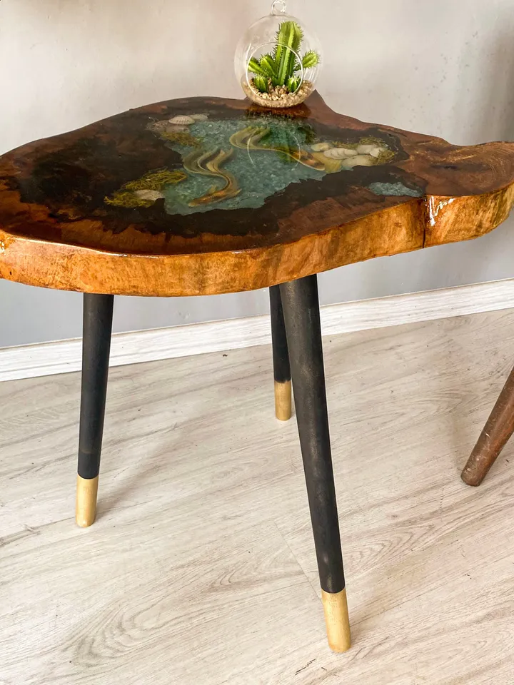 Custom Made & Koi Fish Resin Coffee Table, Unique Coffee Table, Modern Coffee Table