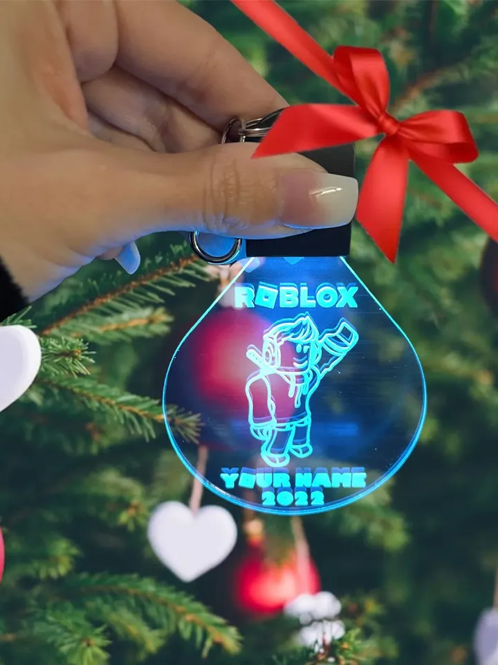Gaming Avatar Girl/Boy Acrylic LED Light Up Personalized Christmas Ornament/ Backpack Charm Keychain