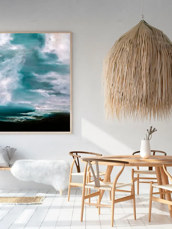 Blue Abstract Paitning,Acrylic Abastract Painting on Canvas,Aesthetic Room Decor,Warm Living Room Decor,Modern Line Drawing,Elegant Painting