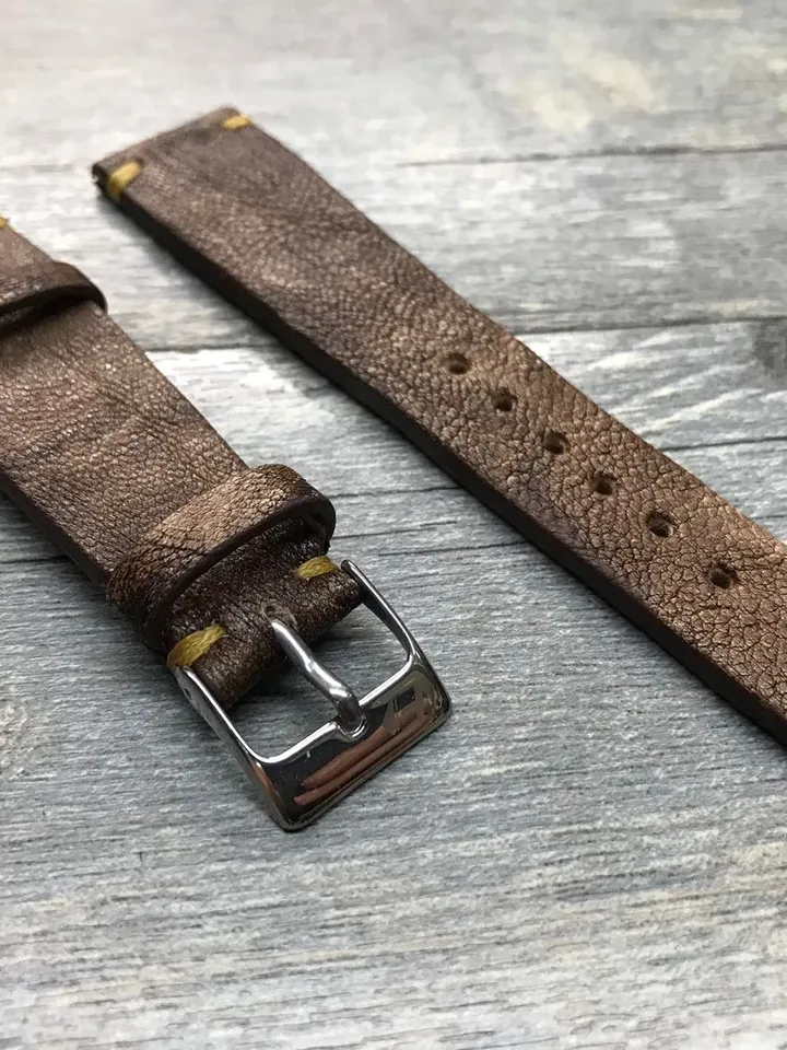Mens Watch Band Leather, Brown Leather Watch Band Engraved, Watch Strap 20mm, Handmade Leather Watch Band, Valentines Day Gift for Husband