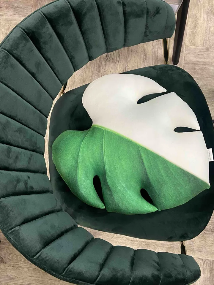 Monstera Half Moon pillow / monstera pillow / monstera leaf / monstera deliciosa variegated / monstera cushion / plant pillow  /