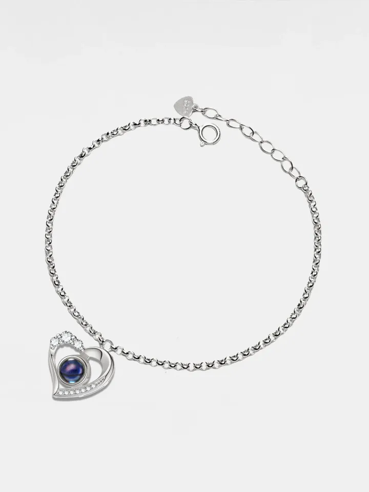 PERIMADE Custom Photo Projection Bracelet • Picture Inside Heart Charm Bracelet • Minimalist Pet Memorial Jewelry • Trendy Best Friend Gift