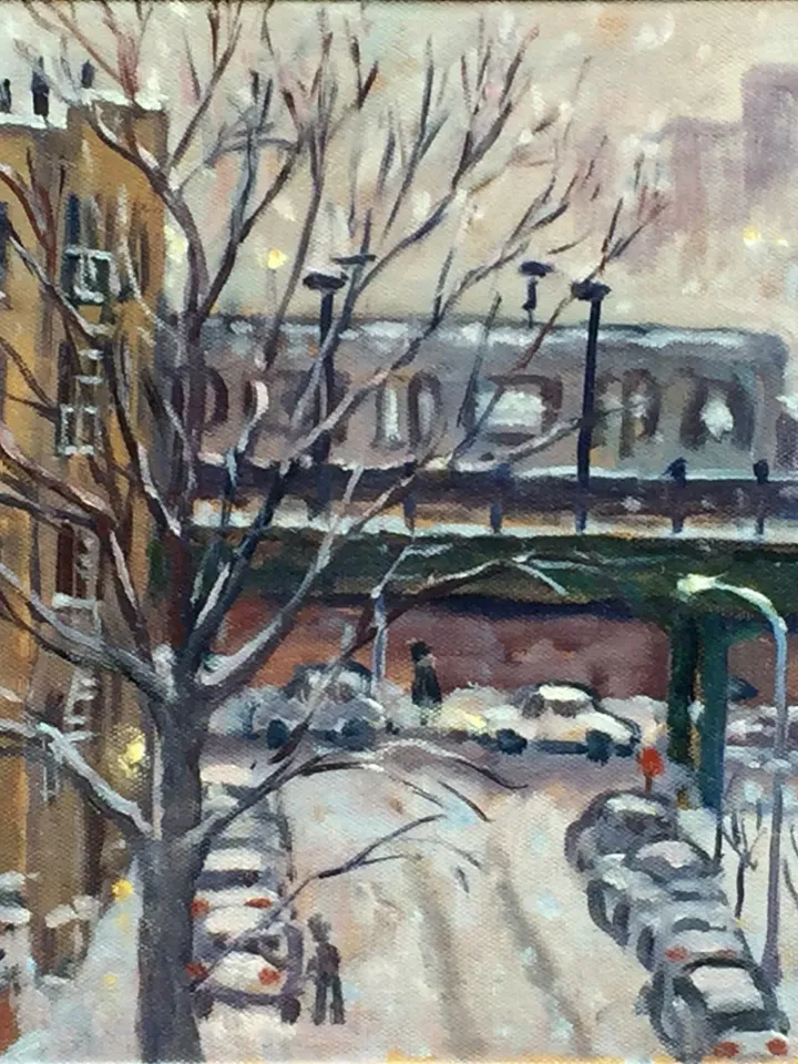 Original New York Cityscape Painting- Snow Scene/NYC- 11x14 Oil on Canvas, Plein Air Winter Impressionist Fine Art