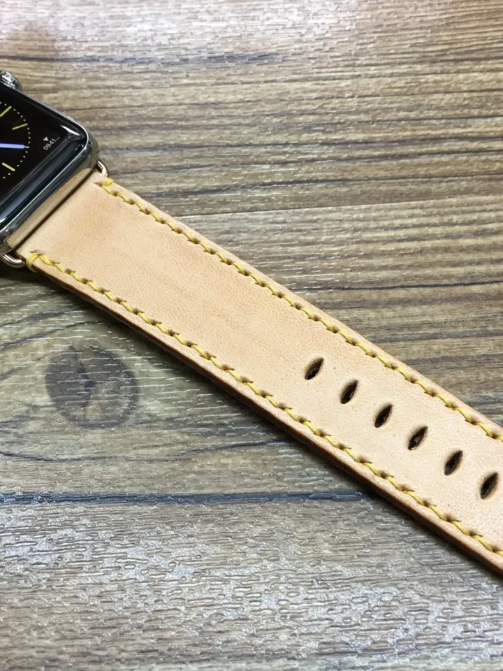 Apple Watch Series 7 Watch Band for 45mm, Beige Genuine Leather Apple Watch Band, iWatch Series 6 44mm Band, Personalise Gift Ideas for him