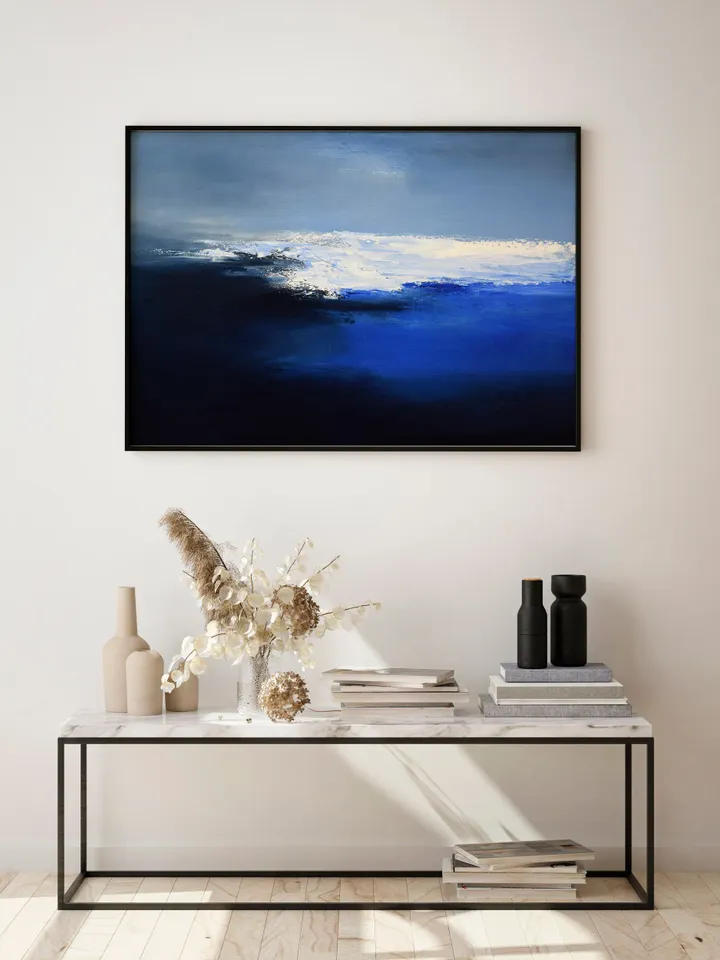 Custom painting from Photo, Extra large painting, Marine Landscape Artwork, Oil painting, Abstract landscape painting, indigo wall art