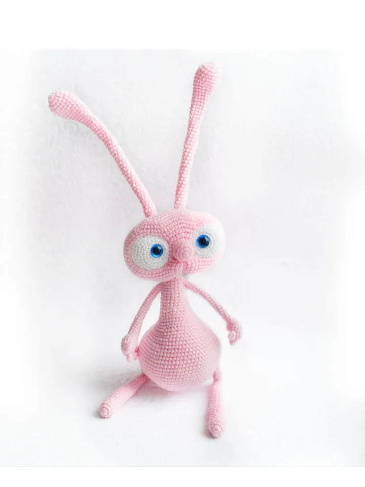 Funny bunny TO ORDER Toy pink bunny Crochet bunny Animal stuffed pluch Easter rabbit decor
