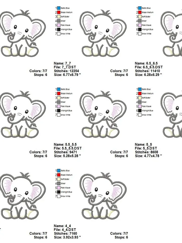 Baby Elephant for Boy Nursery Elephant Elephant Party Design Applique for Machine Embroidery