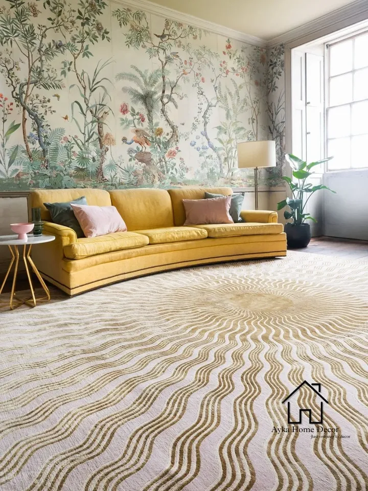 Ziggi Design Textured Hand Tufted Erase Pattern Traditional Area Rug Woolen Carpet Large Area Rug Silk & Wool For Customized Size Dm us
