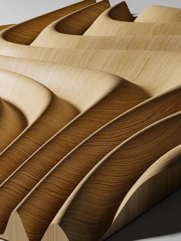 3d stl model, wave panel CNC files for carving or 3D printing, Aspire, Carveco, Artcam, Fusion 360, Wall decor, WP4