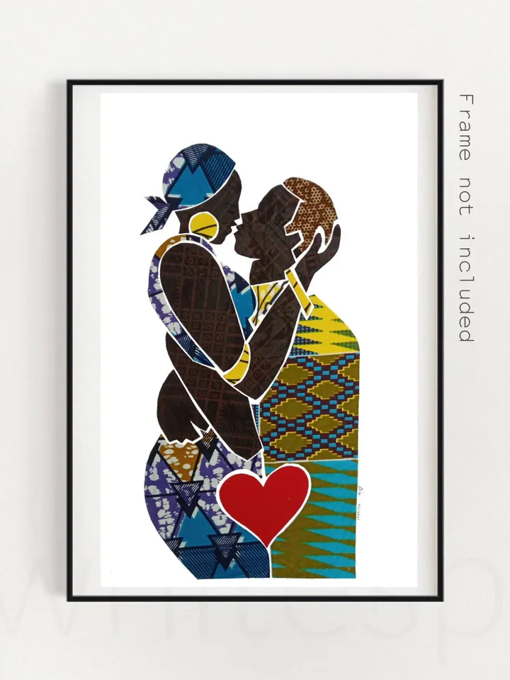 My Love 4 / Kiss / Original Fabric Collage