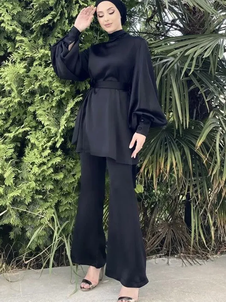 AHUNARE HIJAB - Ferda Black Straight Wedding Dress, Muslim Evening Gown, Nikah, Islamic Wedding, Engagement, Bridesmaid,