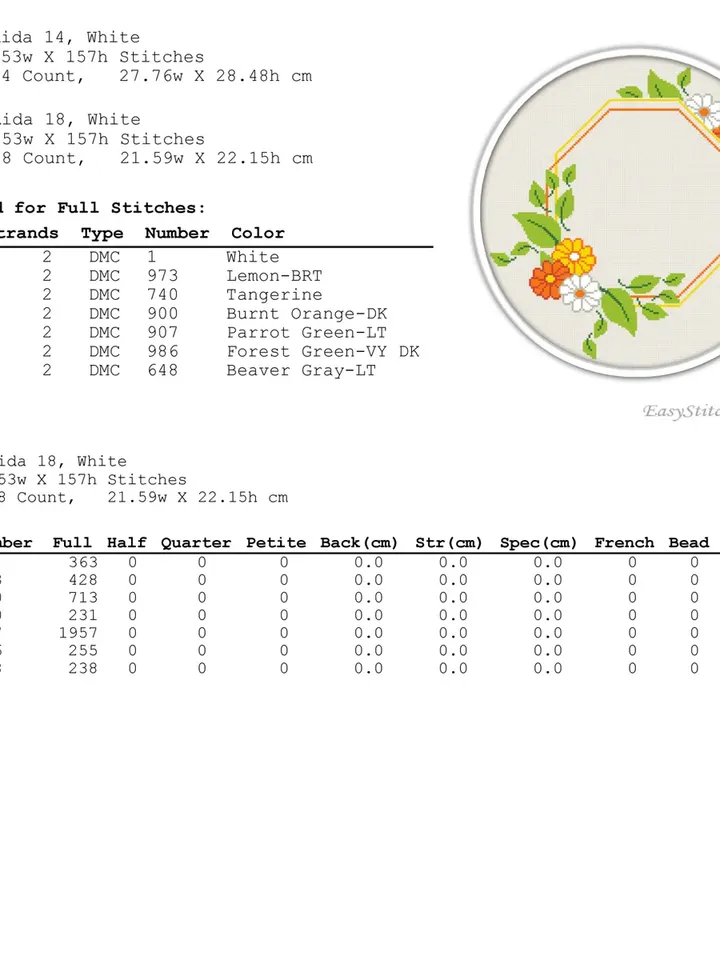 Flower border cross stitch pattern. Cross stitch gift. Floral Wreath cross stitch.