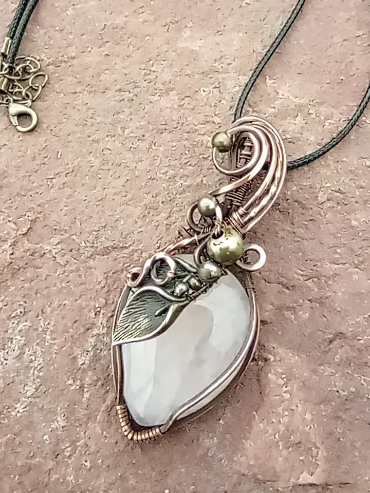 Handmade Necklace with Rose quartz, jewelry for a girls pink prom dress, nice gift for girlfriend