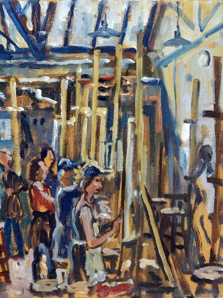 Original Studio Interior Painting -Morning Light/Art Students League of New York- 8x10 Oil on Canvas, Signed Original American Realism