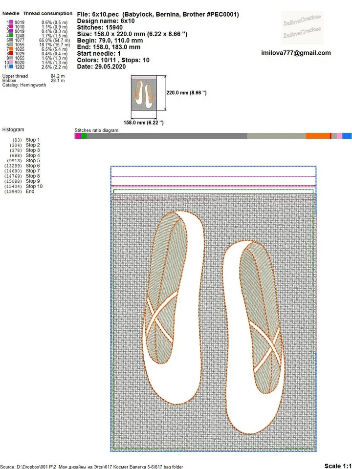 Cosmetic bag embroidery design ballet shoe zippered bag travel sewing embroidery ITH zipper bag Embroidery Designs 5x7 File Instant Download