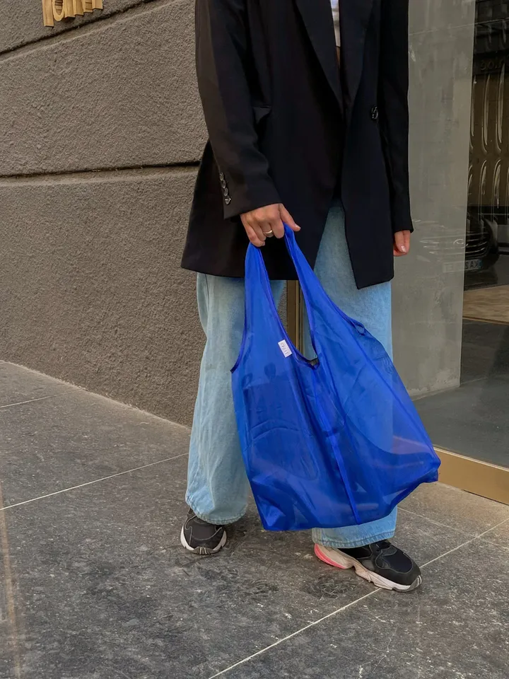 Blue tote bag aesthetic, Produce bags, Eco friendly bag, Beach bag