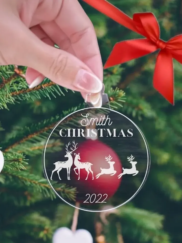 Reindeer Family Personalized Christmas Ornament