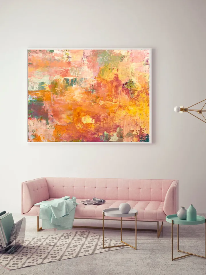 Wrapped Canvas Art, Burnt Orange Art, Large Abstract Landscape Painting, Watercolor Painting Prints Includes A White Inch Border For Framing