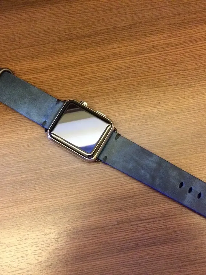 Apple Watch Band, iWatch Band Series 7, Vintage Blue Genuine Leather Watch Band for Apple Watch 45mm, 41mm, Series 6, Halloween Gift Ideas