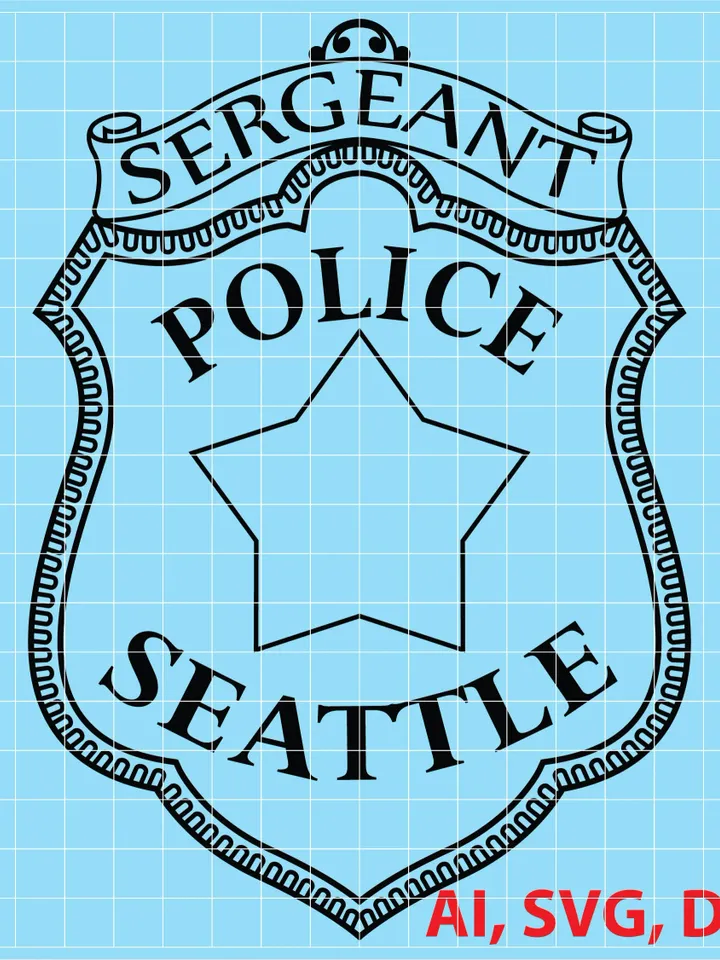 Seattle Police Sergeant Logo, Seal, Badge, Custom, Ai, Vector, SVG, DXF, PNG,