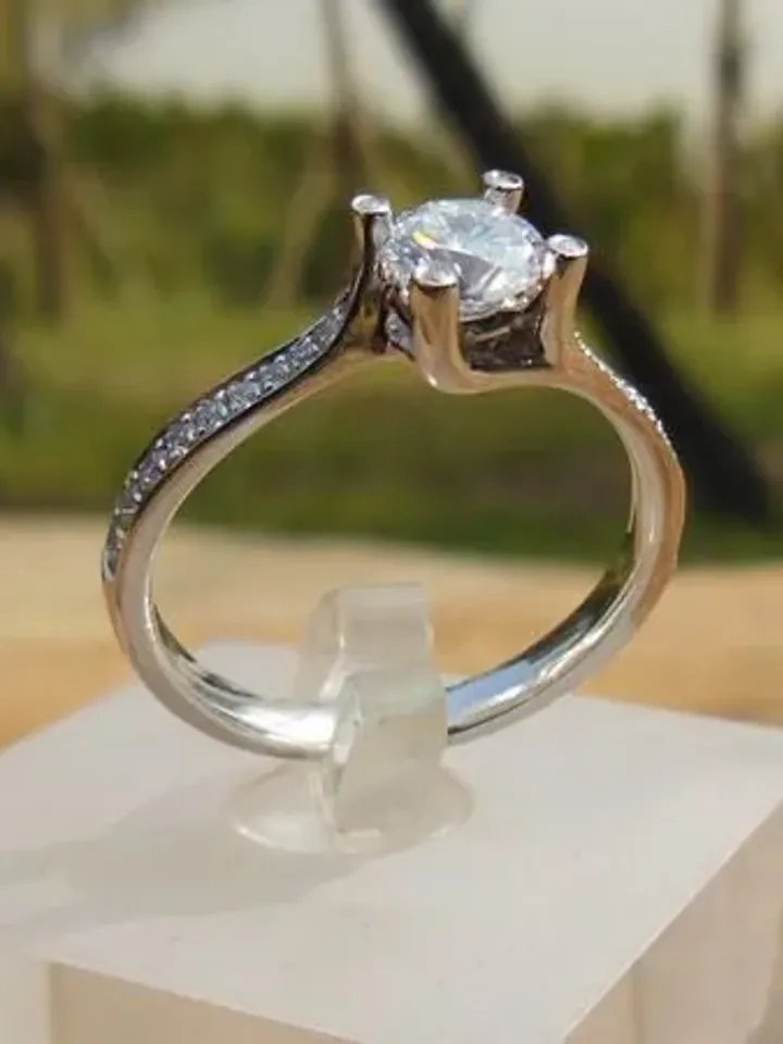 Solid 14K White Gold Round 5MM Fashion Engagement & Wedding Semi Mount Ring/Diamond Ring