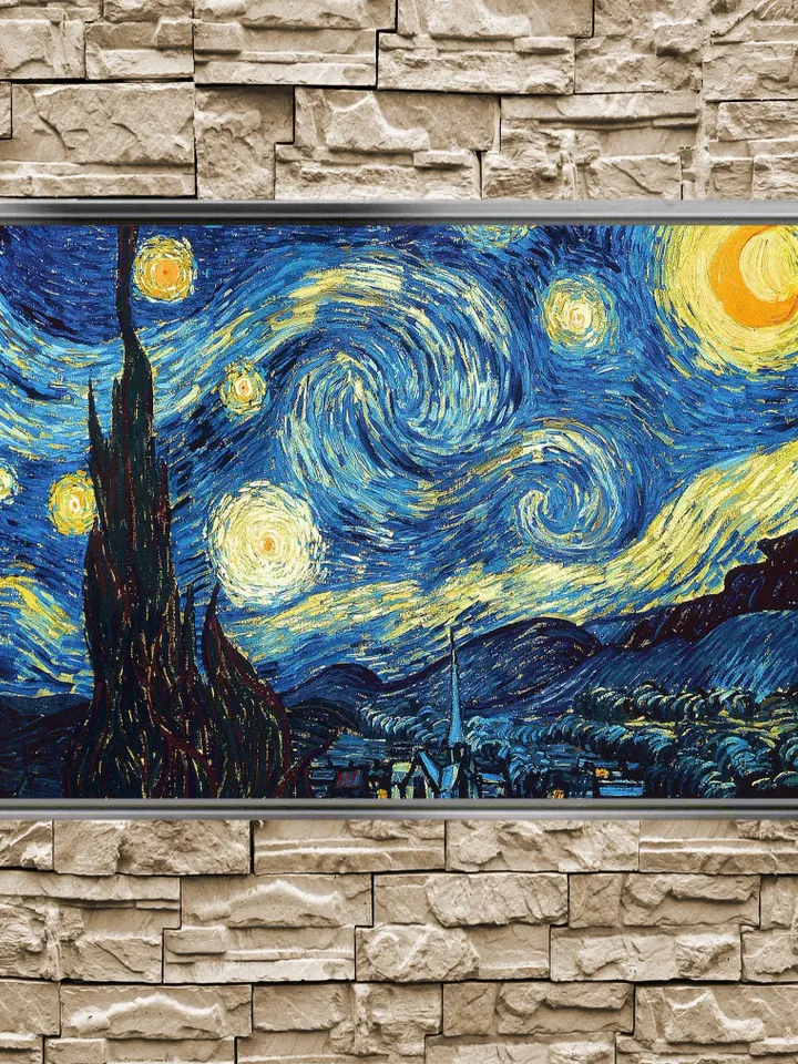 Night stars Print on Canvas , Floating Frame Option, Modern Wall Art, Extra Large Canvas Wall Art