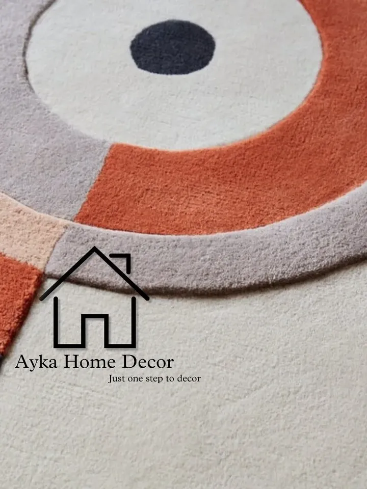 Round Shape Colourful rug Handmade Area Rug Hand Tuft Rugs Modern Rugs for Living Room Rugs Bedroom rug Designer Area Rug