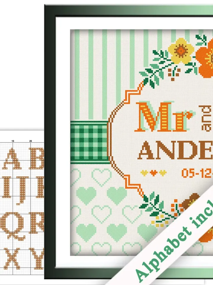 Floral frame cross stitch pattern. Wedding cross stitch pattern. DIY. Floral Wreath.