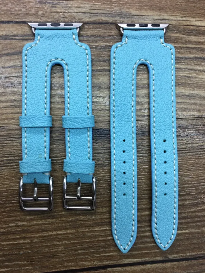 Birthday Gift Idea for wife, Turquoise Leather Apple Watch Band 41mm Series 7, Smart Watch Band, iWatch Series 6 40mm, Apple Watch Strap