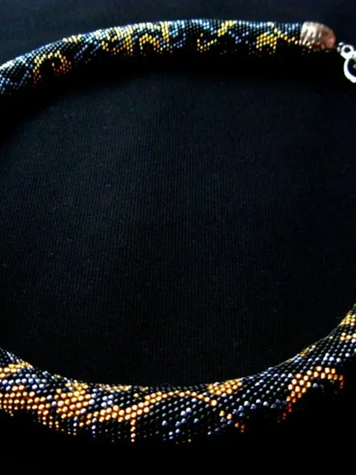 Bead Crochet Rope Necklace , Seed Bead Crochet Necklace, Accent Handmade Beaded