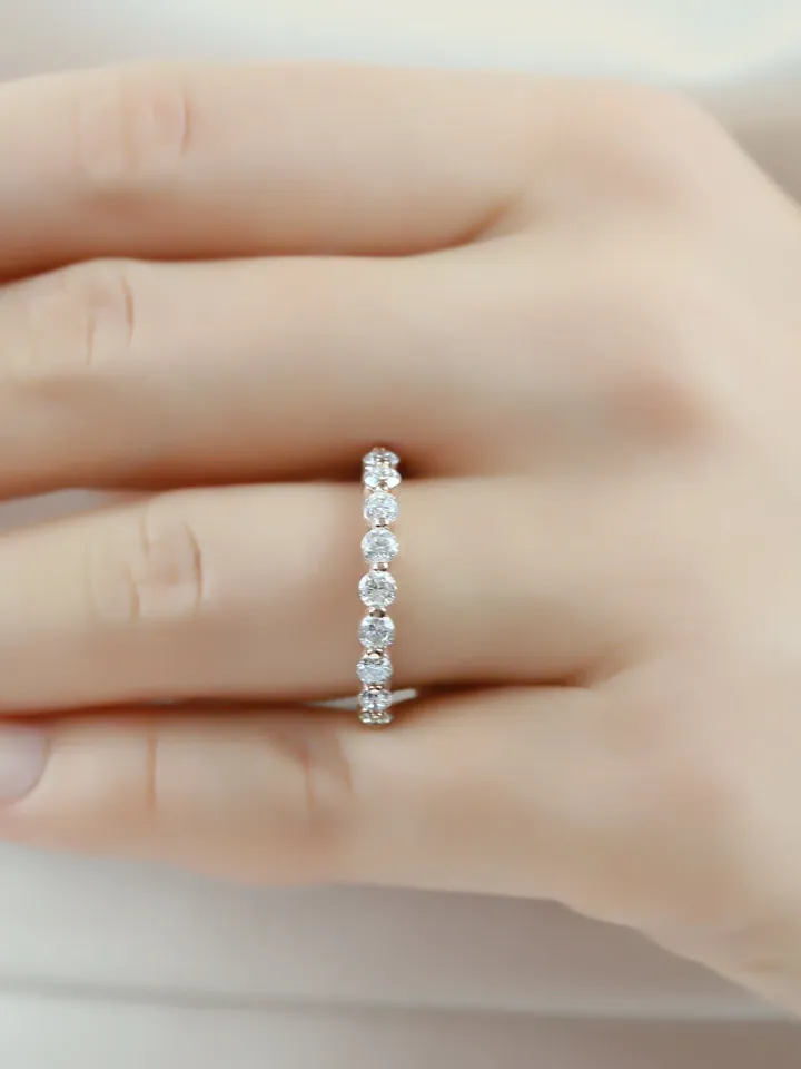 HALF ETERNITY BAND | Real Diamond Women Eternity Ring Band | 1 Carat Round Diamond Ring For Anniversary | Women Wedding Gift | 14k Gold Ring