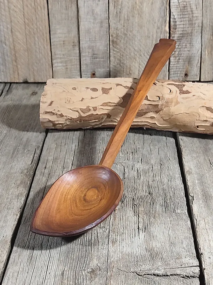 Handmade wooden spoon Wooden gift anniversary Serving & cooking  spoon  Large wooden spoon Wooden ladle Kitchen utensils
