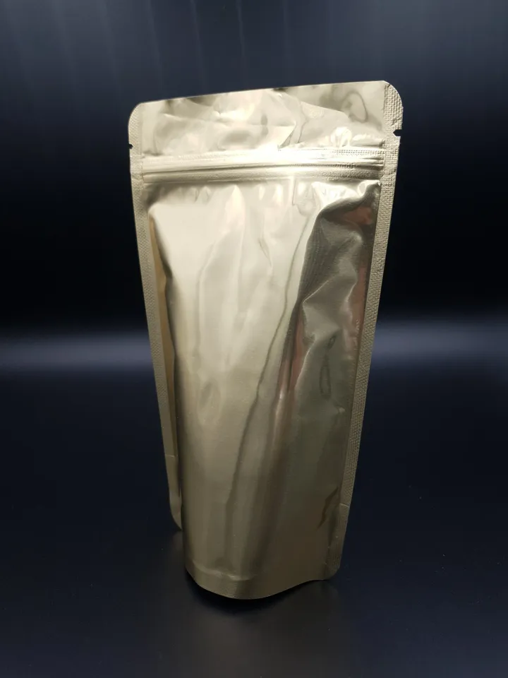 GOLD SHINNY Stand up POUCHES Resealable Locked Zipper Bag For Coffee Beans, Candy Foil Bag ,Heat Sealable Smell Proof Bags Food Storage Bags