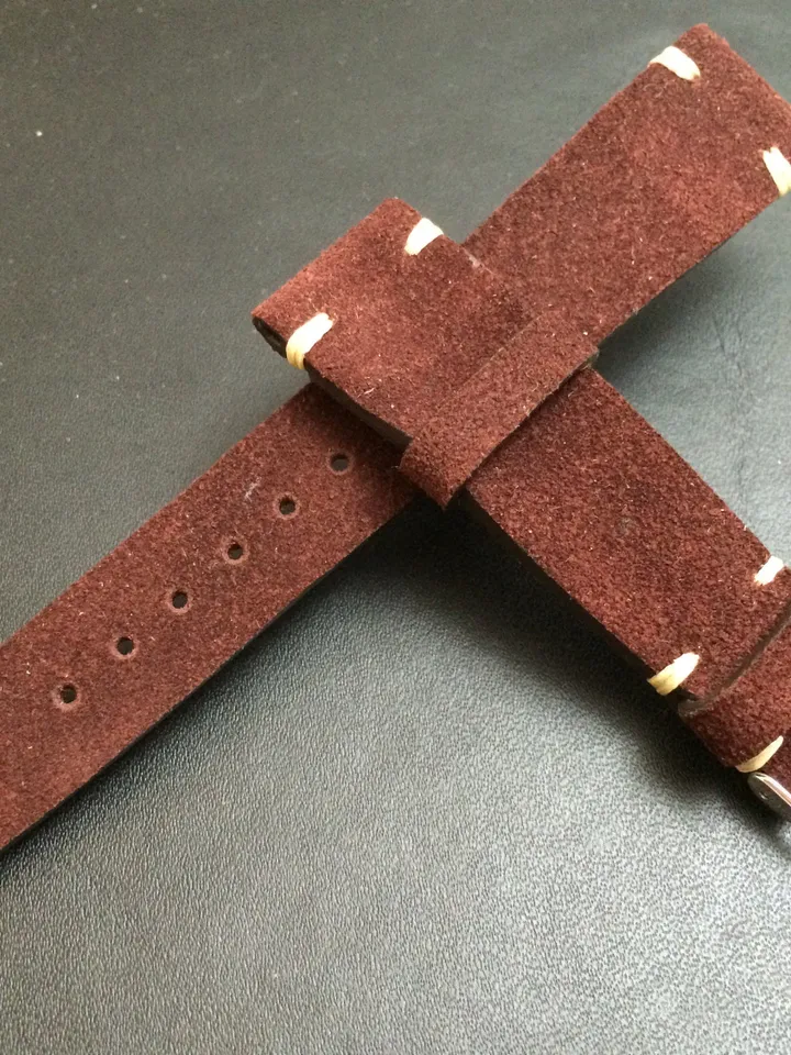 Leather watch band, Suede Leather, Leather watch strap, Brown watch band for 19mm, 20mm lug, Suede Brown, 16mm buckle, FREE SHIPPING