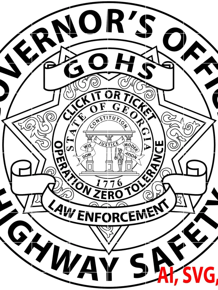 Highway Safety Law Enforcement Officer Badge, Logo, Seal, Custom, Ai, Vector, SVG, DXF, PNG, Digital