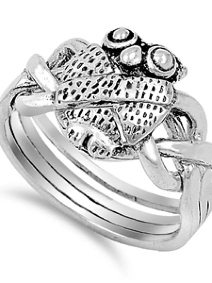 Sterling Silver Owl Puzzle ring, Thumb Ring, Ring for Women, 4 piece puzzle ring, Puzzle ring for men or women sizes 5 6 7 8, 9 10