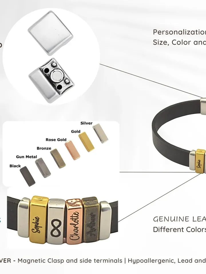 Family Bracelet for Dad, Multiple Name Bracelet, Custom Childrens Names Engraved, Personalized Gifts for Him Father Grandpa Best Friend
