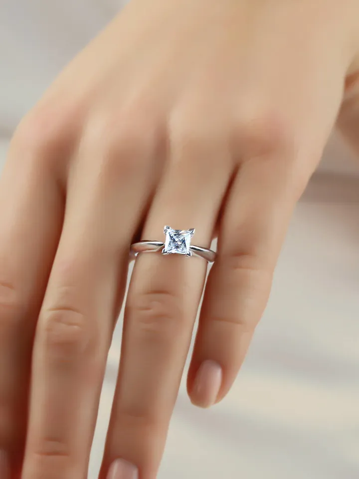PRINCESS CUT RING | Moissanite Diamond Engagement Ring | Princess Cut Moissanite Ring |14k Solid Gold Cut Diamond Ring | Gift For Wedding