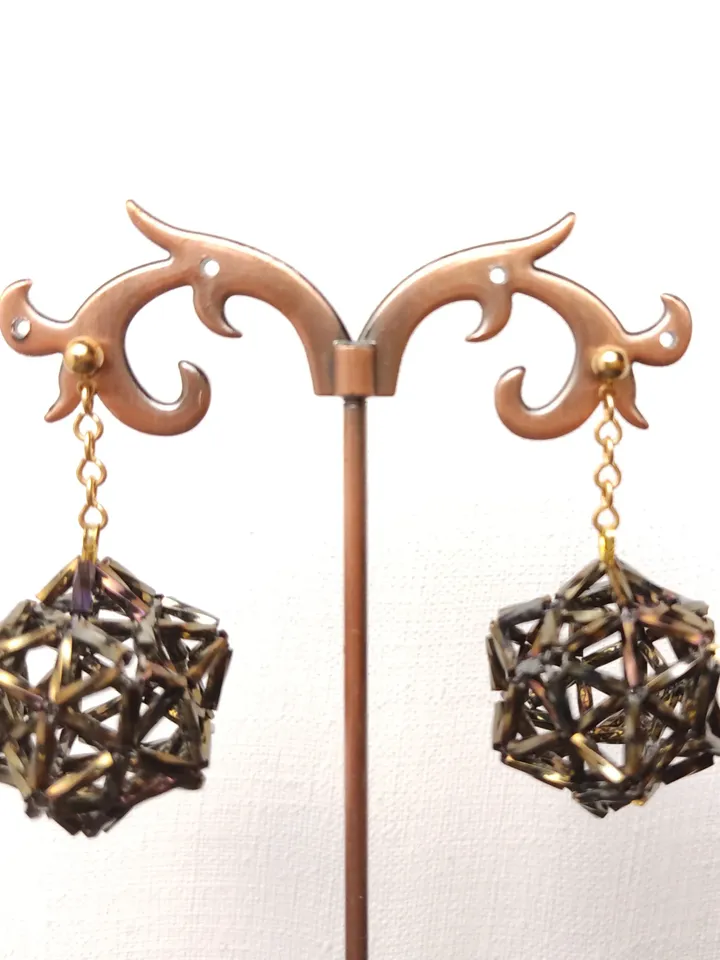 Earrings geometric beaded shiny light large voluminous sparkling light