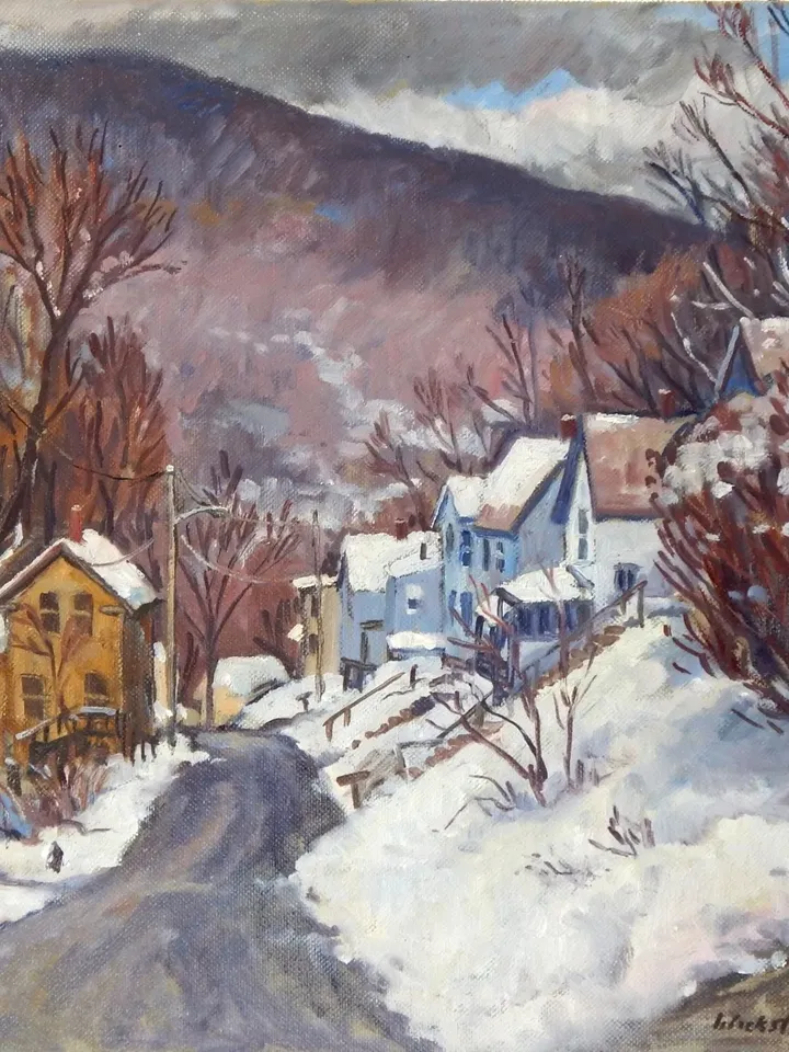 Winter Landscape Painting - Toward Vermont/Deep Snow - 14x14 Oil on Canvas, Plein Air Impressionist Fine Art, Signed Original