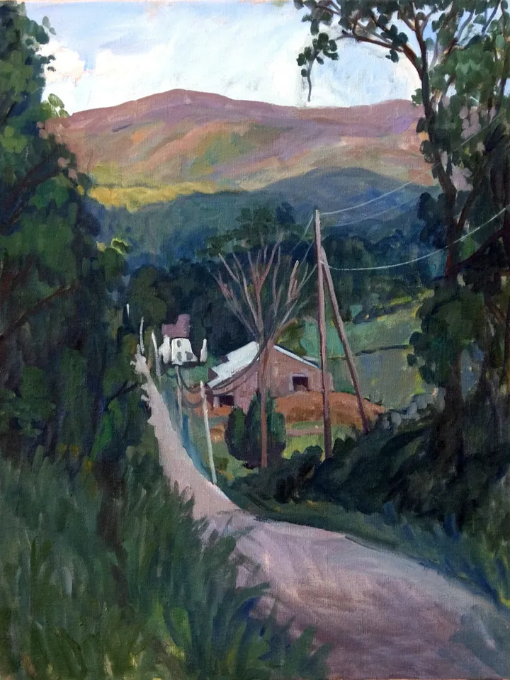 Large Original Berkshires Landscape Painting - Falling Light/Sloan Road - 22x28 Oil on Canvas, Signed Plein Air Impressionist Fine Art
