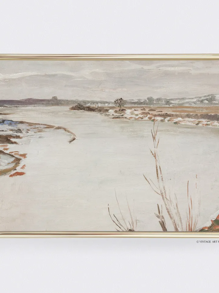 Spring Landscape Painting Vintage Artwork, Farmhouse Printable Wall Decor, Instant Download Art | 143
