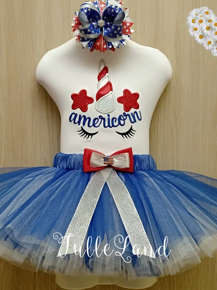 Americorn Patriotic 4th of July Unicorn Usa applique Machine embroidery design