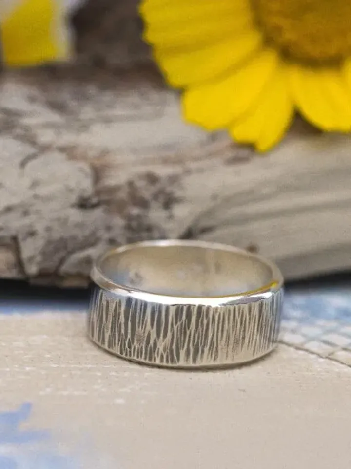 Sterling Silver Ring Hammered and Oxidized for a Rustic Look