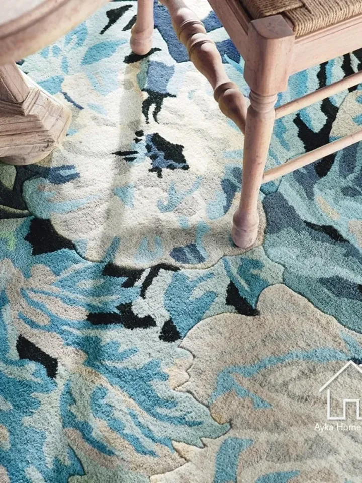 New Authentic Luxury Designed Multi Color Mixer Blue Peach Colored Floral rug High Quality long Durable rug /Flower Rug