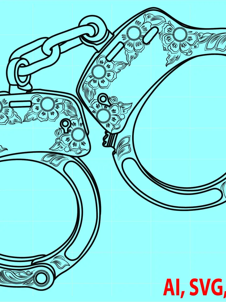 Handcuffs Design Custom, Ai, Vector, SVG, DXF, PNG, Digital