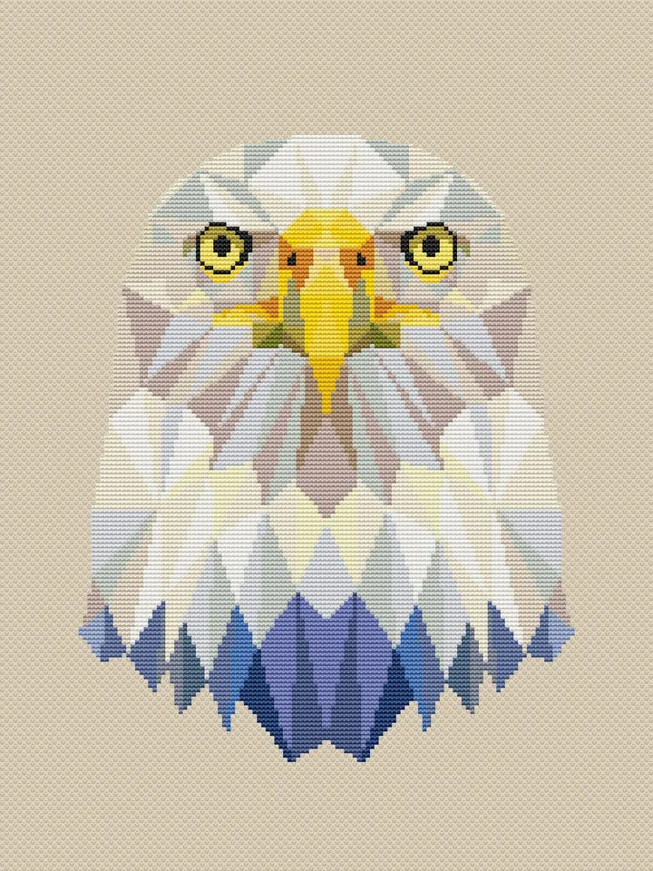 Geometric Eagle Cross Stitch Pattern, Modern Cross Stitch, Geometric Animals Cross Stitch Pattern PDF