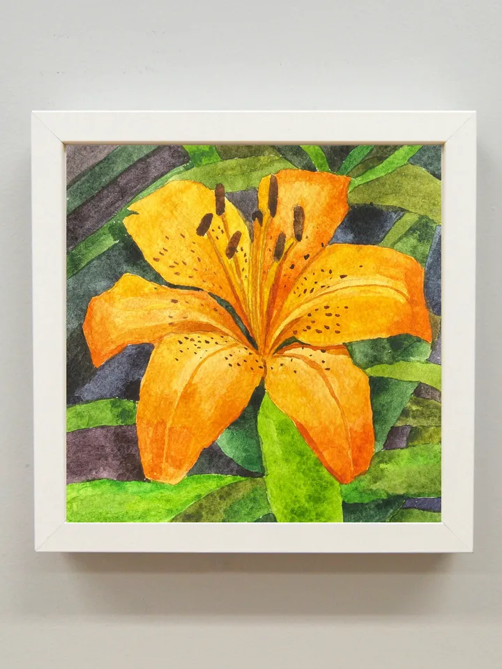 Orange lily original painting watercolor art Wall art home decor Japanese lily