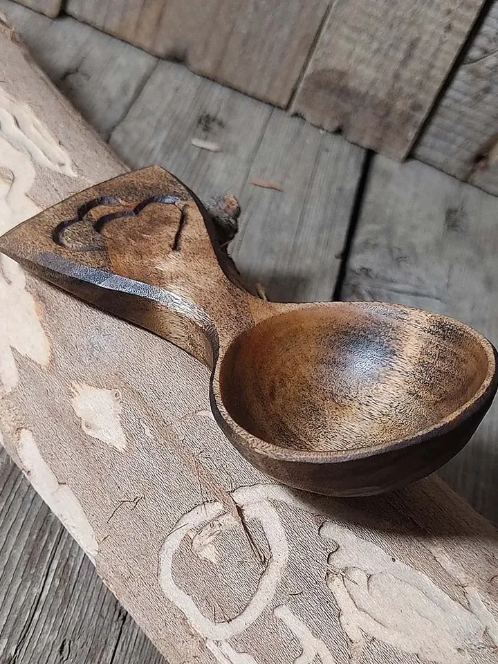 9th anniversary willow wood spoon, Wooden coffee scoop, Small measuring spoon, Coffee lovers gift, Wooden heart spoon