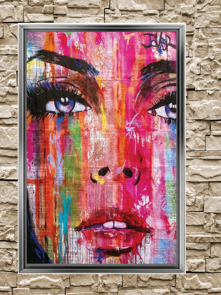 Banksy Woman Face Graffiti Art Print on Canvas , Floating Frame Option, Modern Wall Art, Extra Large Canvas Wall Art